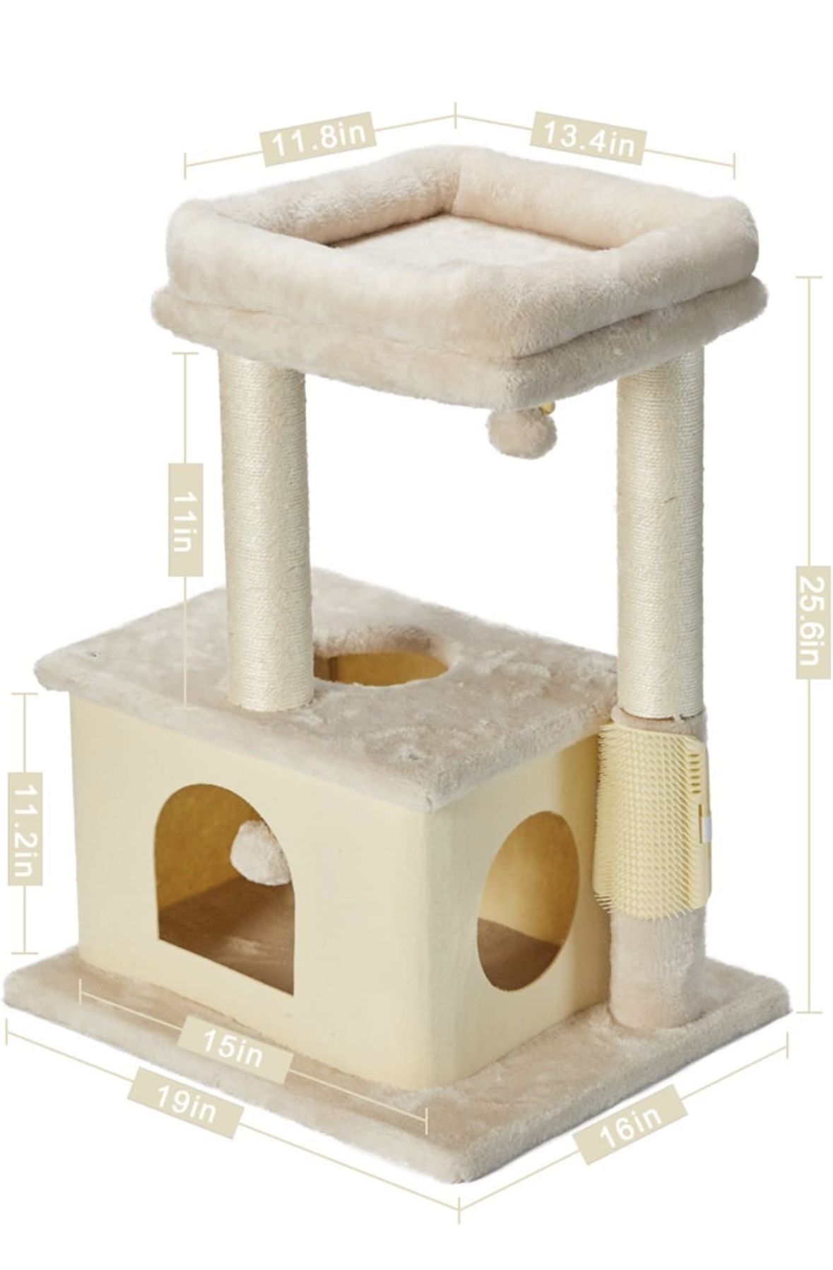 Brand New In Box, Cream Colored Cat Tree With Hideout, Bed And Scratching Post