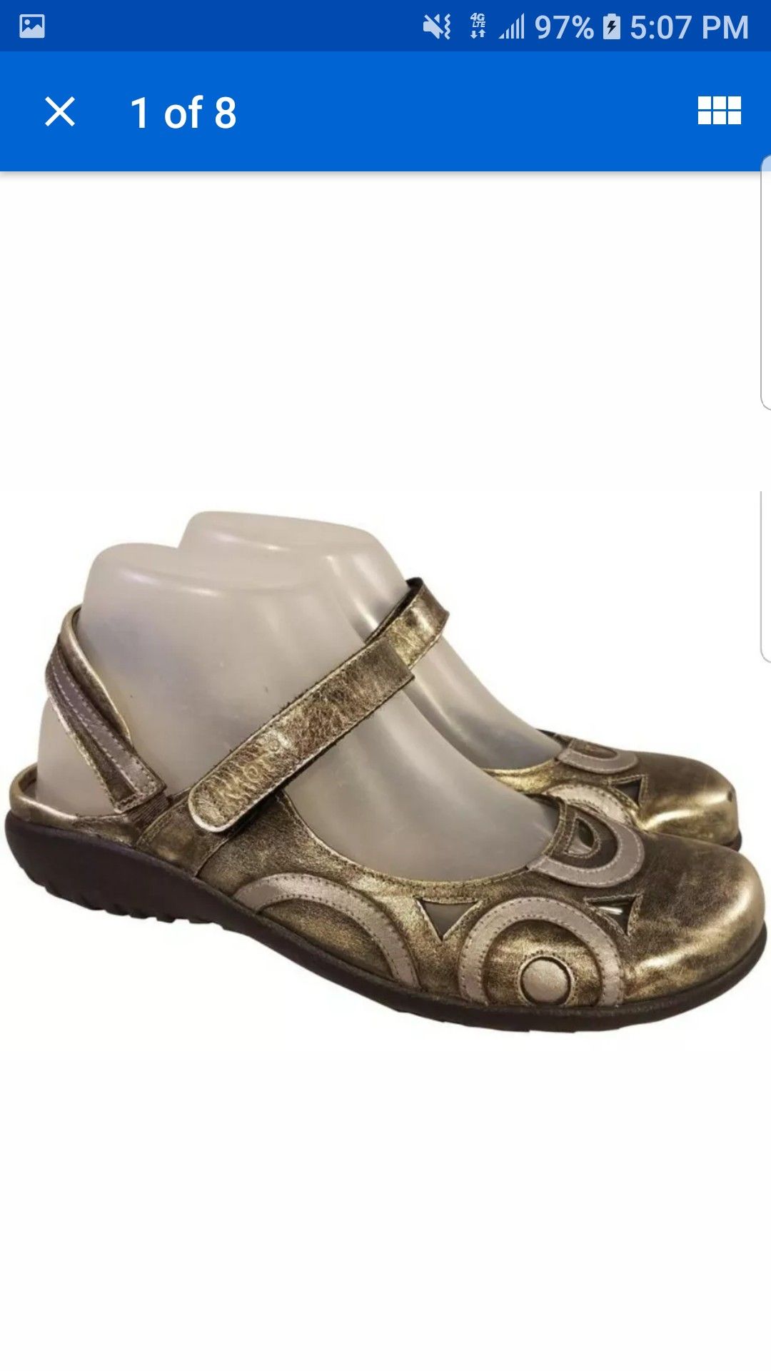 NAOT FOOTWEAR WOMAN SHOES SLINGBACK MARY JANES SILVER LEATHER 38/7