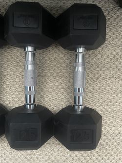 12.5lb Pair of Rubber Coated Hex Dumbbells