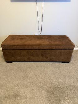 Brown Upholstered Storage Ottoman Bench