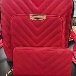 Red Purse W/Matching Wallet
