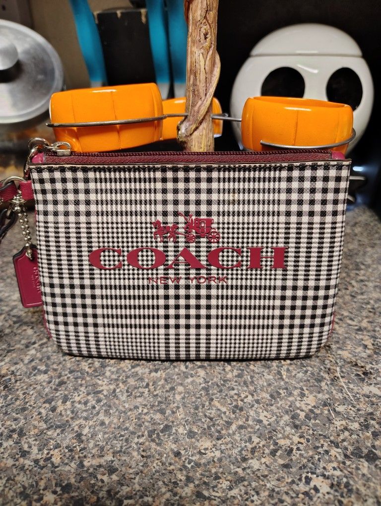 Coach plaid wristlet