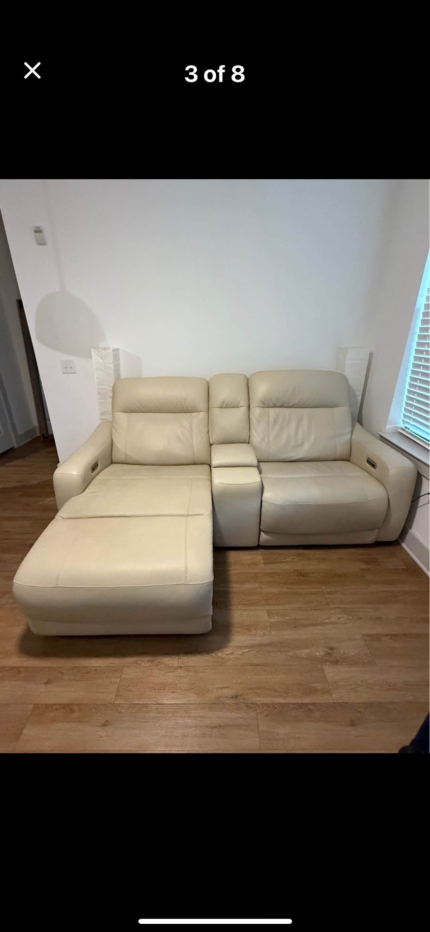Beige Leather Sectional Couch