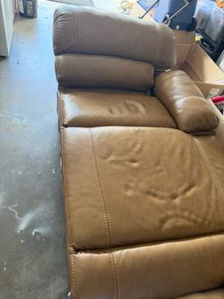Tan Leather Reclining Sofa