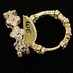 $450 Yellow Gold W Zirconia Van Cleef Hoop Earrings