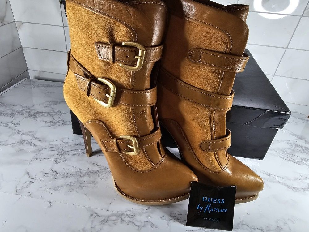 Guess/Marciano Womens Vintage Hidden Platform Heels Sz 7.5M T Leather/Suede Boot