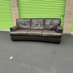 Brown Real Leather 3-Seater Sofa