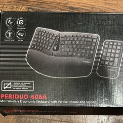 Perixx Mini Wireless Ergonomic Keyboard W/ Vertical Mouse & Keypad