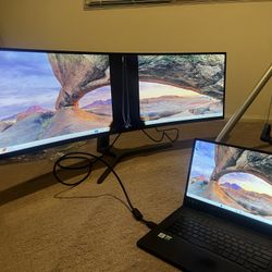 Damaged / Still Works - Samsung - 49" Odyssey 1000R Curved Dual QHD 240Hz  Wide Gaming Monitor