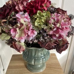 Large Faux Floral And Ceramic Pottery Arrangement 