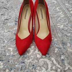 CANTARINI, red suede leather heels, size 8