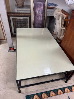 Glass Top Coffee Table with Metal Base