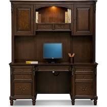 Ashland Collection Executive Desk, Credenza Desk With Hutch, 2 Bookshelves