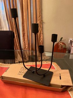 New in Box - Black Matte Metal Modern Candleholder for 4 Tapered Candles