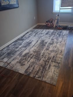 Large Abstract Area Rug Gray and Cream