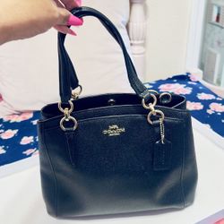 Coach Minetta Satchel Handbag In Black Leather