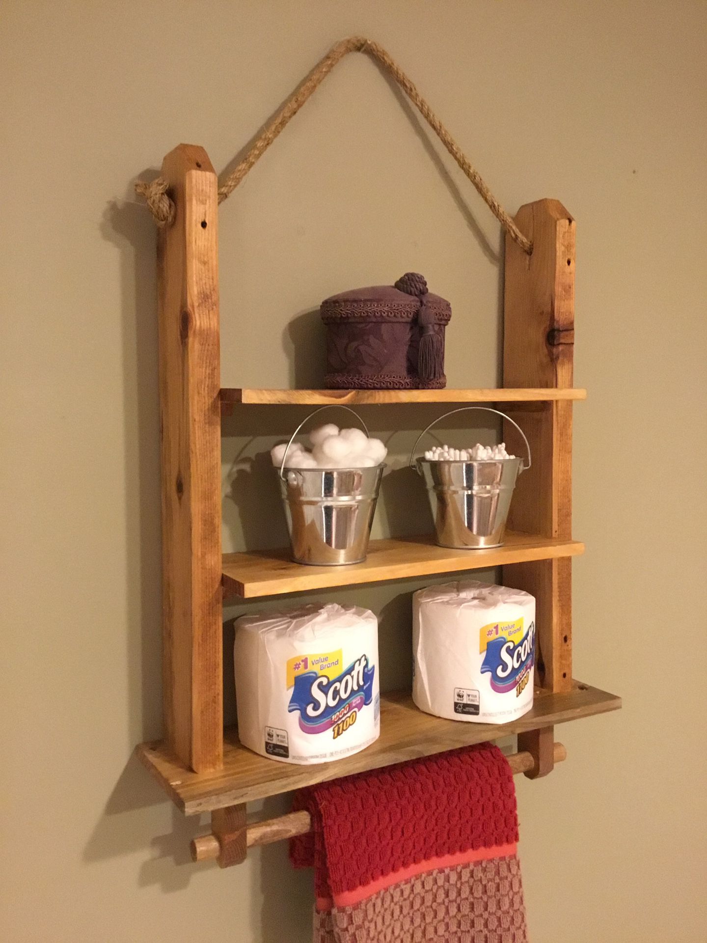 Bathroom Shelf Organizer Towel Rack Wooden Decor Hanging Wall Storage Shelves
