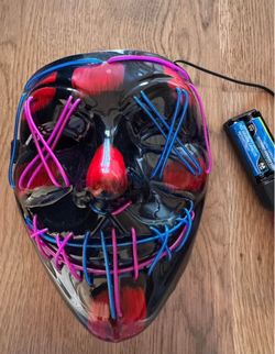 Mask the Purge Led Light Mask up for Halloween Blue And Pink