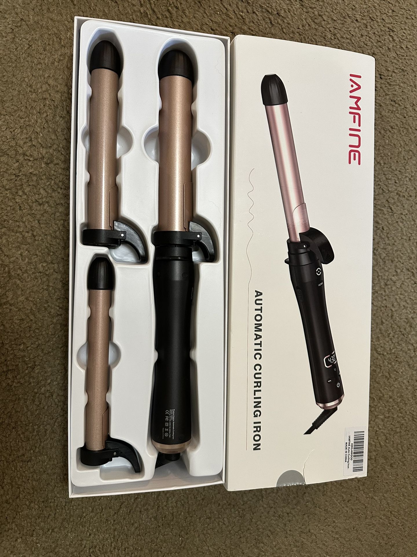 IAMFINE Automatic Curling Iron With 3 Interchangeable Barrels