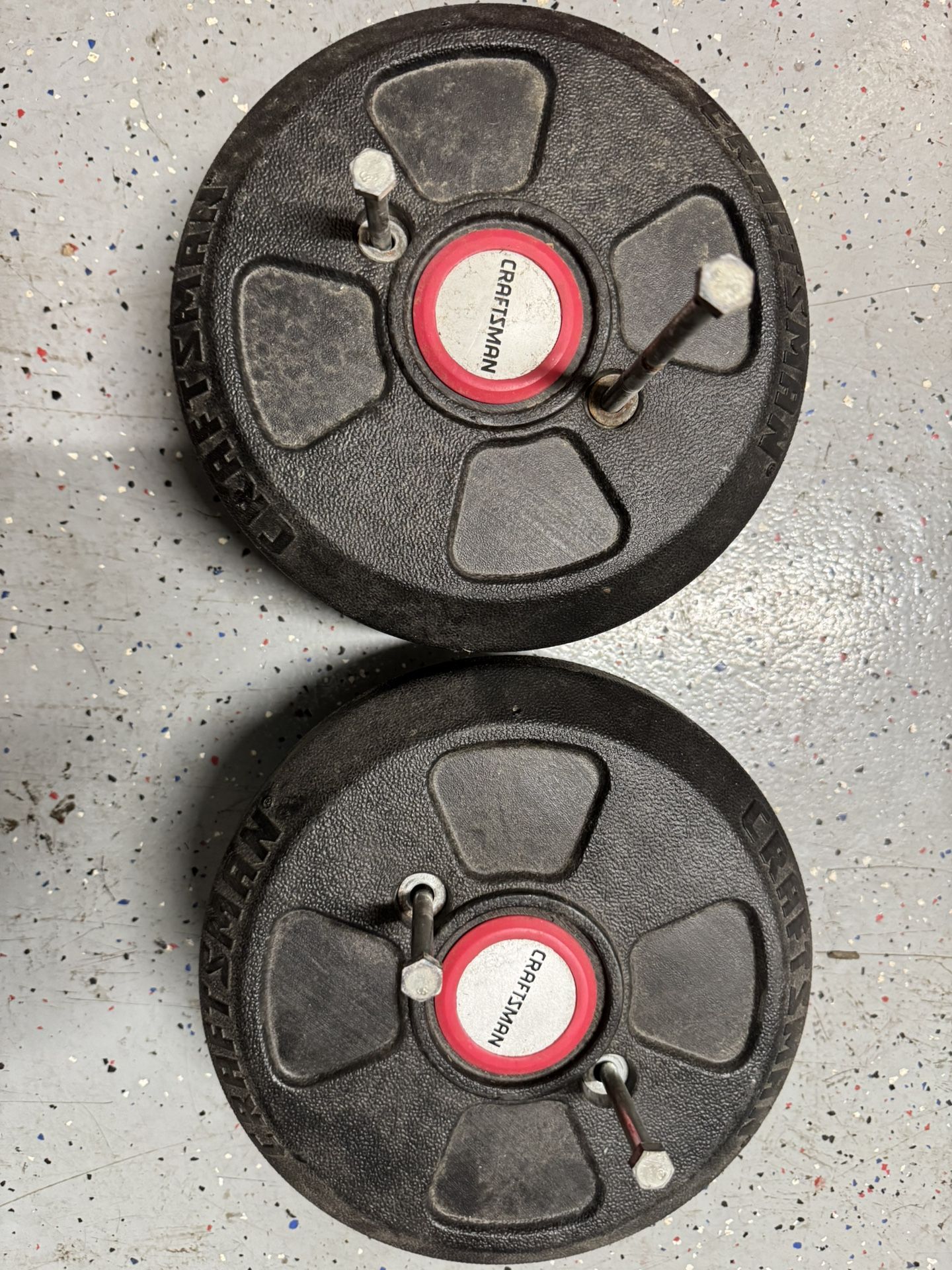 Craftsman Wheel Weights Tractor W/ Bolts  About 11” Diameter Maybe 20 Lbs Ea