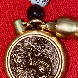 Pure Brass Rat Zodiac Keychain Pendant, Rope, Keychain Hanging Jewelry