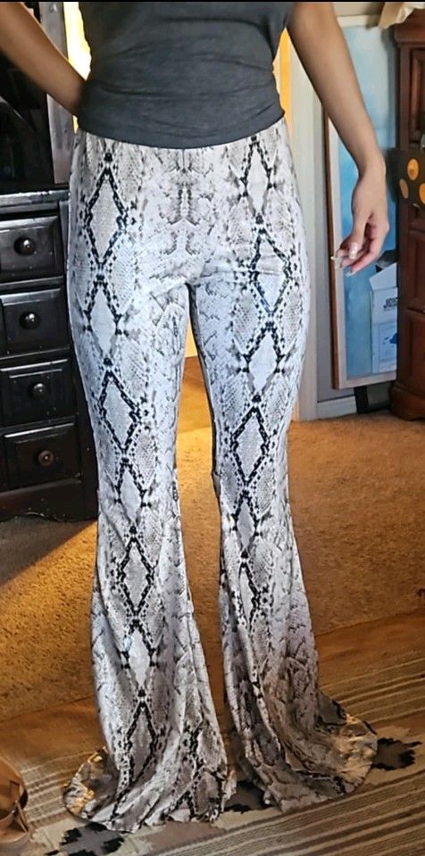 Flared Printed Snake Pants
