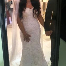 Wedding Dress Small With Veil Soft White 