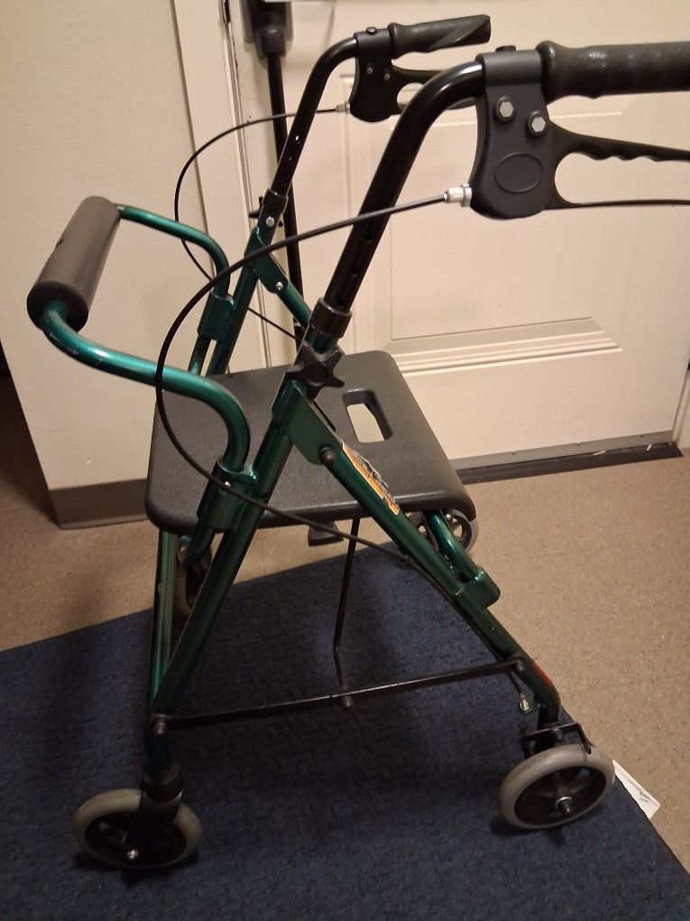 Walker Invacare MEDICAL WALKER Capacity Rating 250 Pounds Metal flake mint green waterproof waterproof Seat, Back brace Real rubber Wheels Light