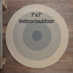 7x7 Boho Braided Grey Indoor/Outdoor Area Rug Brand New