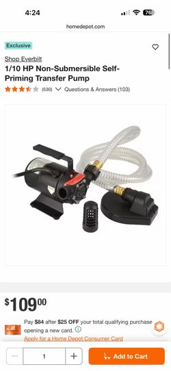 Shop Everbilt 1/10 HP Non-Submersible Self- Priming Transfer Pump