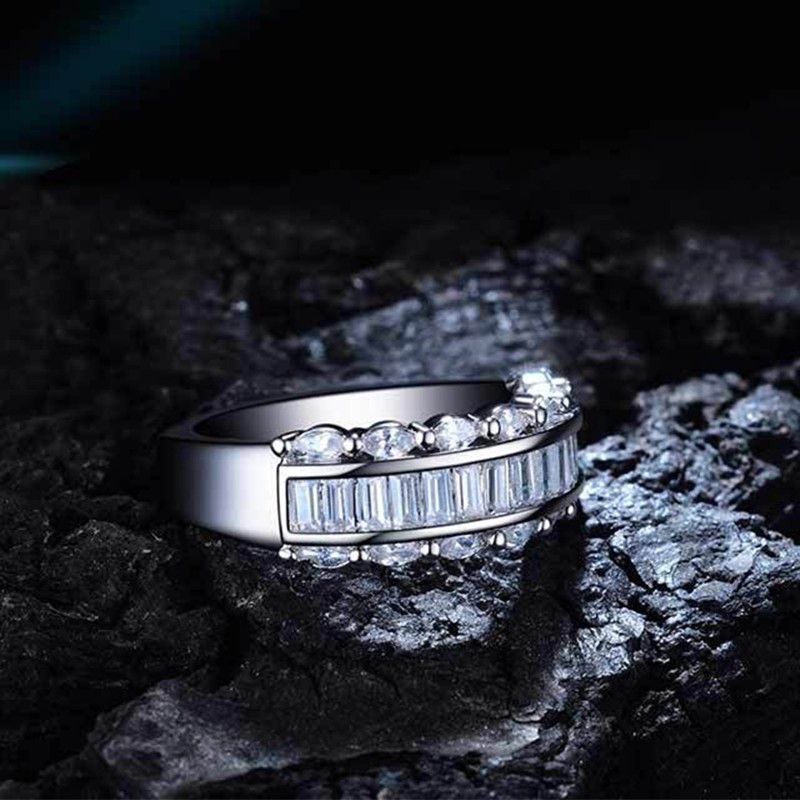 "Three Layer Gems Eternity Zircon Silver Fashion Ring for Women, EVGG1420