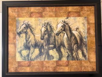 Framed Running Horses Wall Art Print