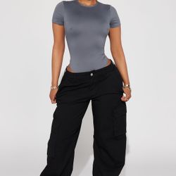 Fashion Nova Feelin the Breeze bodysuit in charcoal size medium 