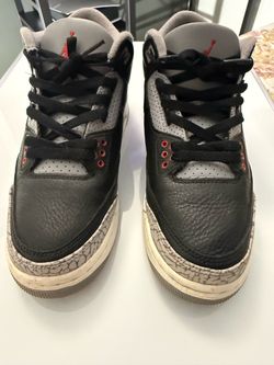 Air Jordan 3 Black Cement Sneakers Boys Size 5.5