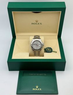 2005 Rolex Yacht-Master 40mm platinum bezel platinum silver dial 16622 red hand stainless steel oyster bracelet watch box tag appraisal
