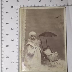 Antique Cabinet Photo Kids Baby Carriage Toy Doll C L Mitchell Barry Illinois 