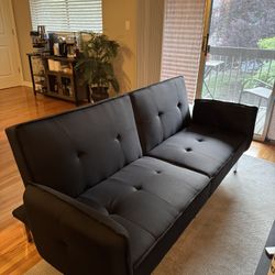 Black futon couch