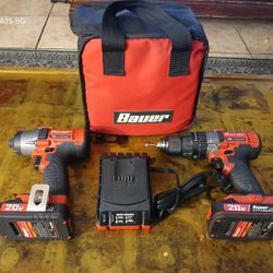 Bauer 20V Cordless 2-Tool Drill & Impact Driver Set