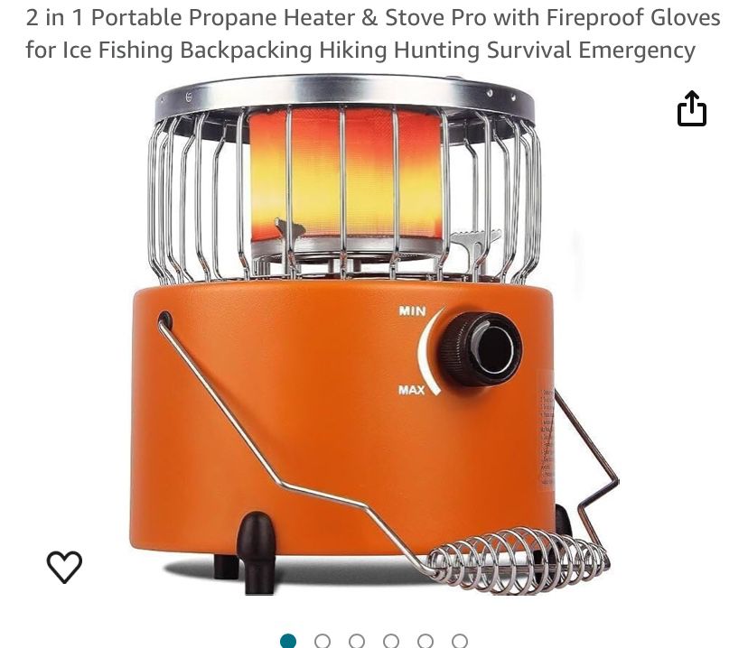 2 in 1 Portable Propane Heater & Stove Pro with Fireproof Gloves for Ice Fishing Backpacking Hiking Hunting Survival Emergency