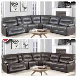 Power Recliner Sectional W/Usb ports (Grey or Brown)