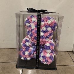 Large Rose Teddy Bear With Led Lights In A Gift Box. Please Read Description.