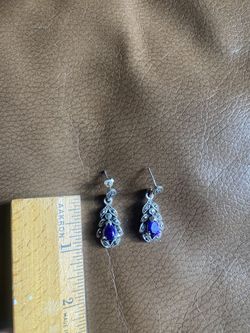 Silver Earrings With Purple Stones