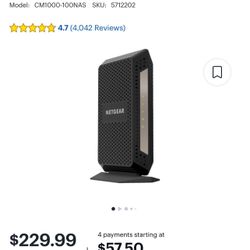 Netgear Nighthawk DOCSIS 3.1  Cable Modem CM1100 Multi-gig speed Cox Communications