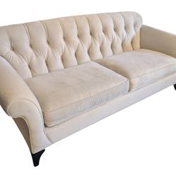Arhaus Preston Couch Sofa Light Grey Gray Made In USA Rolled Arms Microfiber