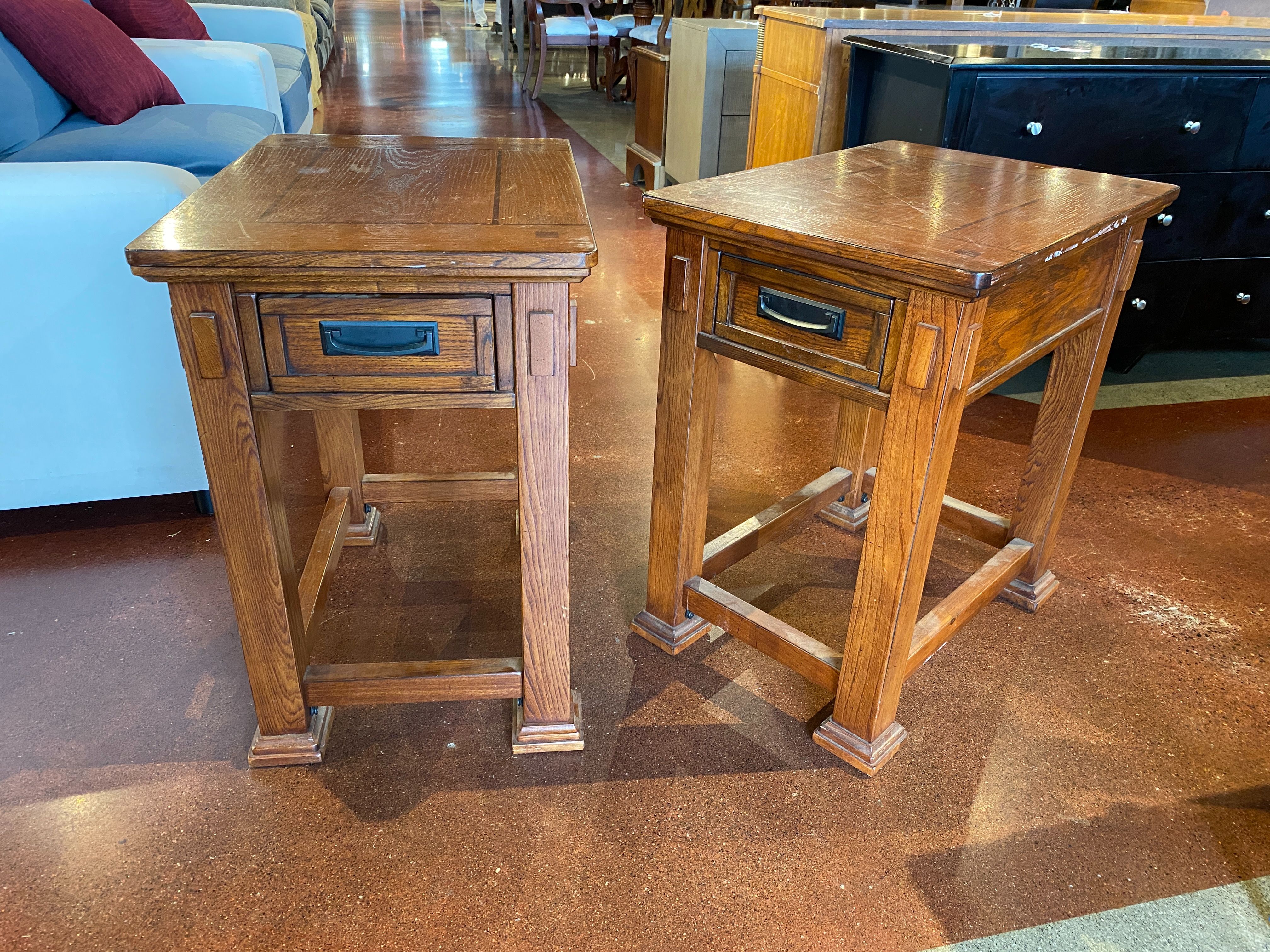 Mission Style End Tables with Single Drawer (Set of 2)