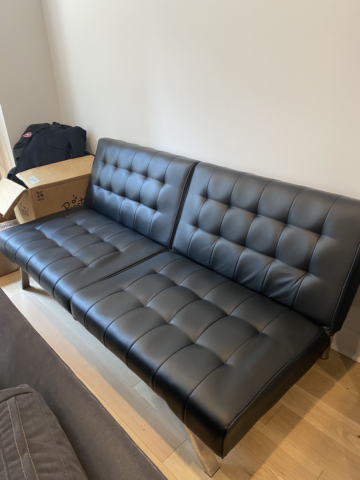 Black leather futon