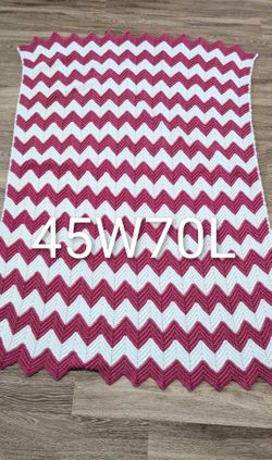PINK knit blanket 42W70L Handmade throw