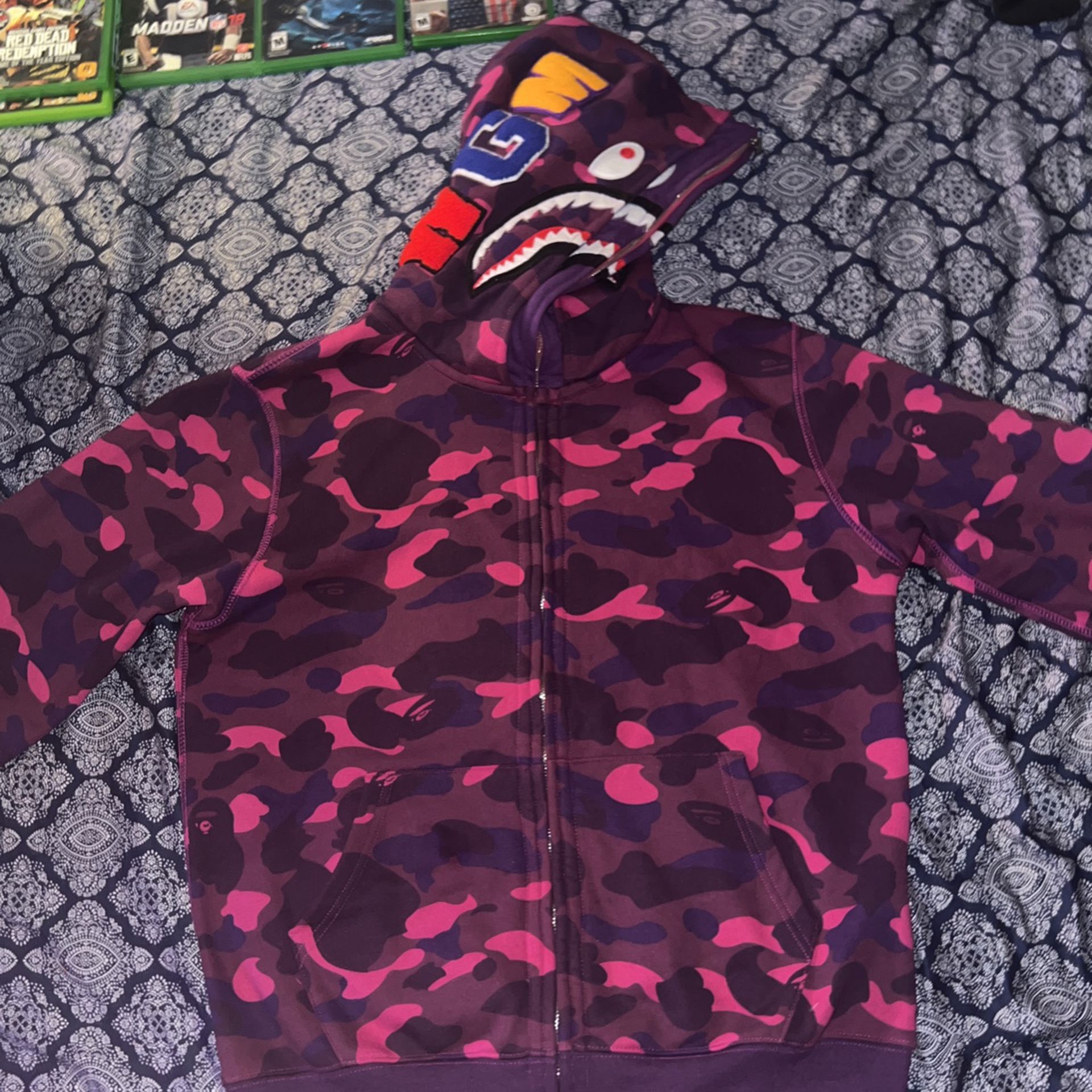 purple bape hoodie 