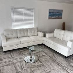 2 Piece White Couch Set