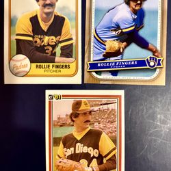 Rollie Fingers HOF Pitcher 3-Card Lot 